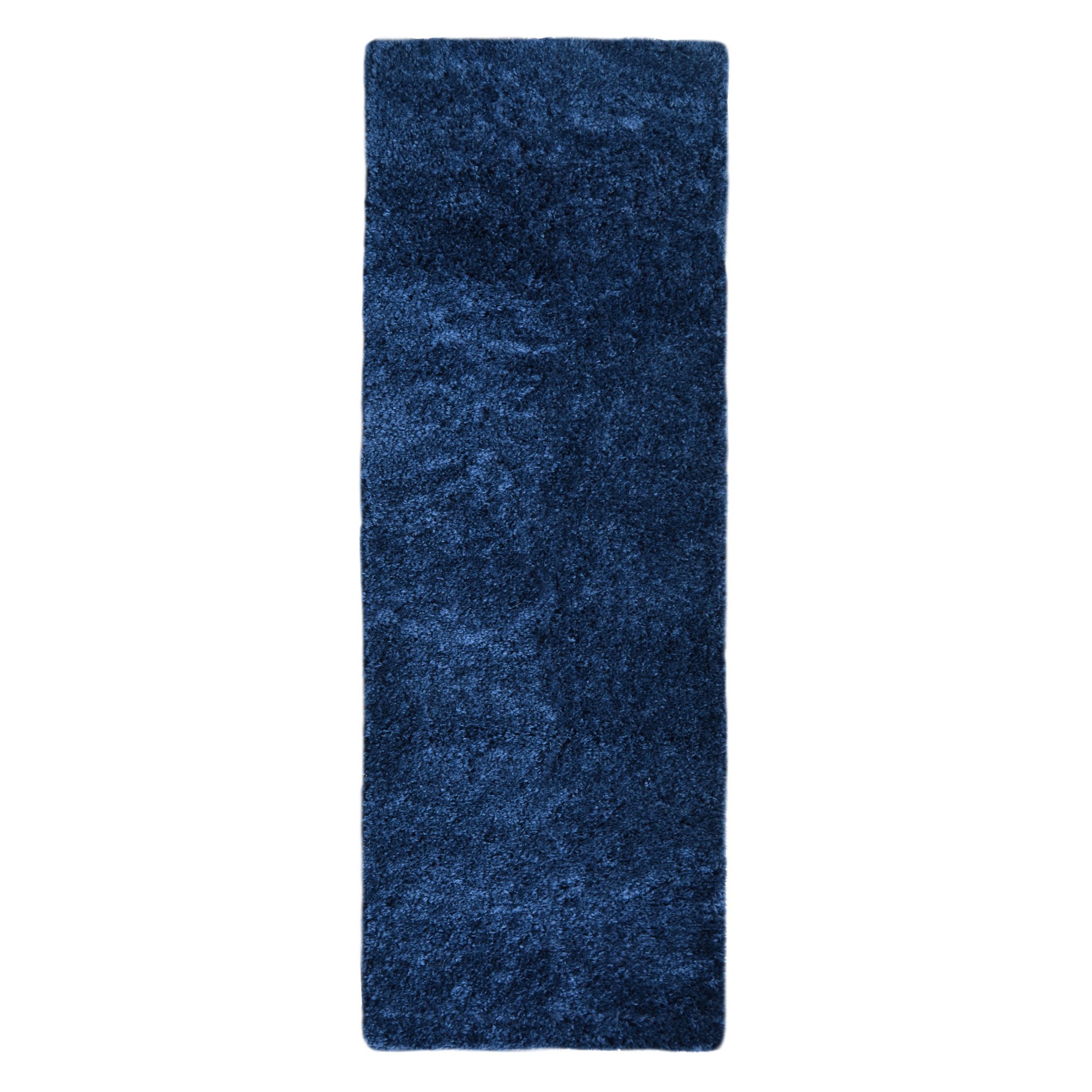 Snug Plain Shaggy Modern Runner Rugs In Navy Blue